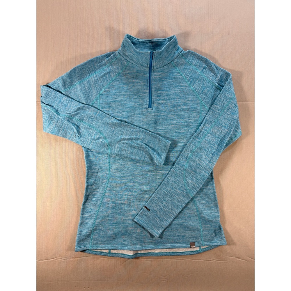 The North Face Womens Quarter Zip Fleece Pullover Blue Space Dye Medium